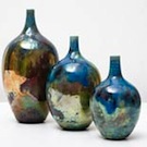 Blue luster raku pots